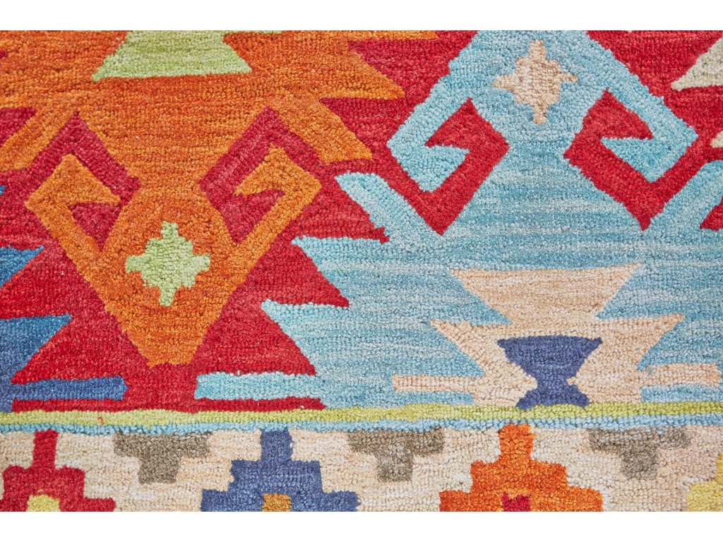 Liana Transitional Geometric, Red/Blue/Orange, 2' x 3' Accent Rug - image 3