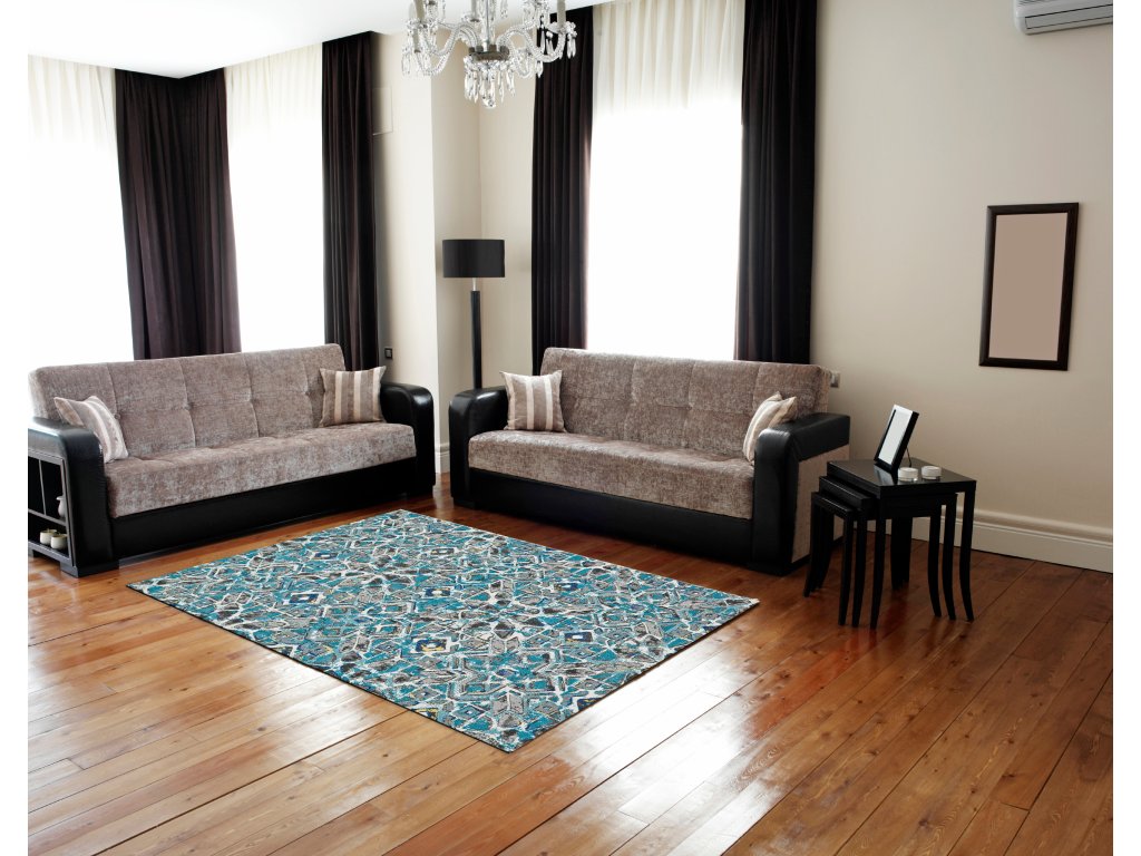 Brixton Modern Geometric, Blue/Ivory/Taupe, 10' x 13'-2" Area Rug - image 1