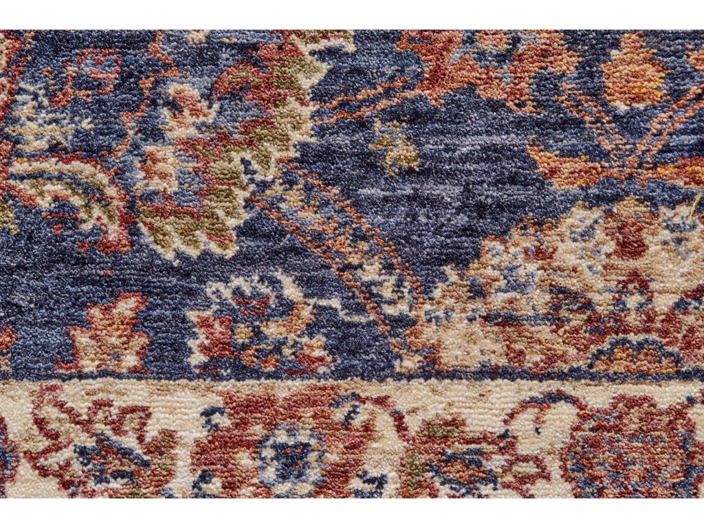 Hammond Transitional Floral and Botanical, Blue/Orange/Tan, 5' x 5' Round Rug - image 3