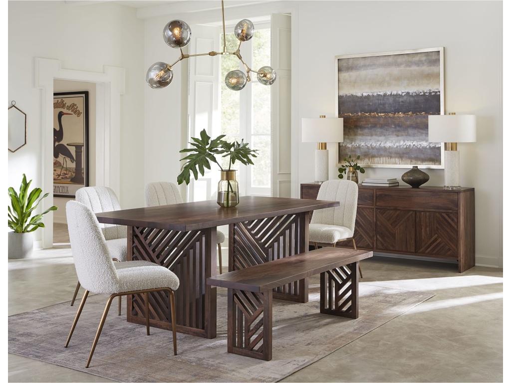 Fevano Four Door Two Drawer Solid Wood Sideboard in Smoked Brown - image 1