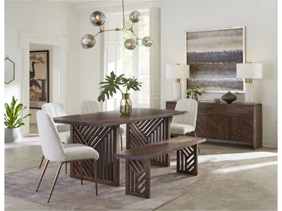 Fevano Four Door Two Drawer Solid Wood Sideboard in Smoked Brown