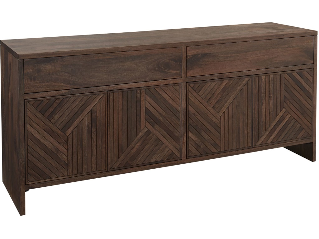 Fevano Four Door Two Drawer Solid Wood Sideboard in Smoked Brown - image 2