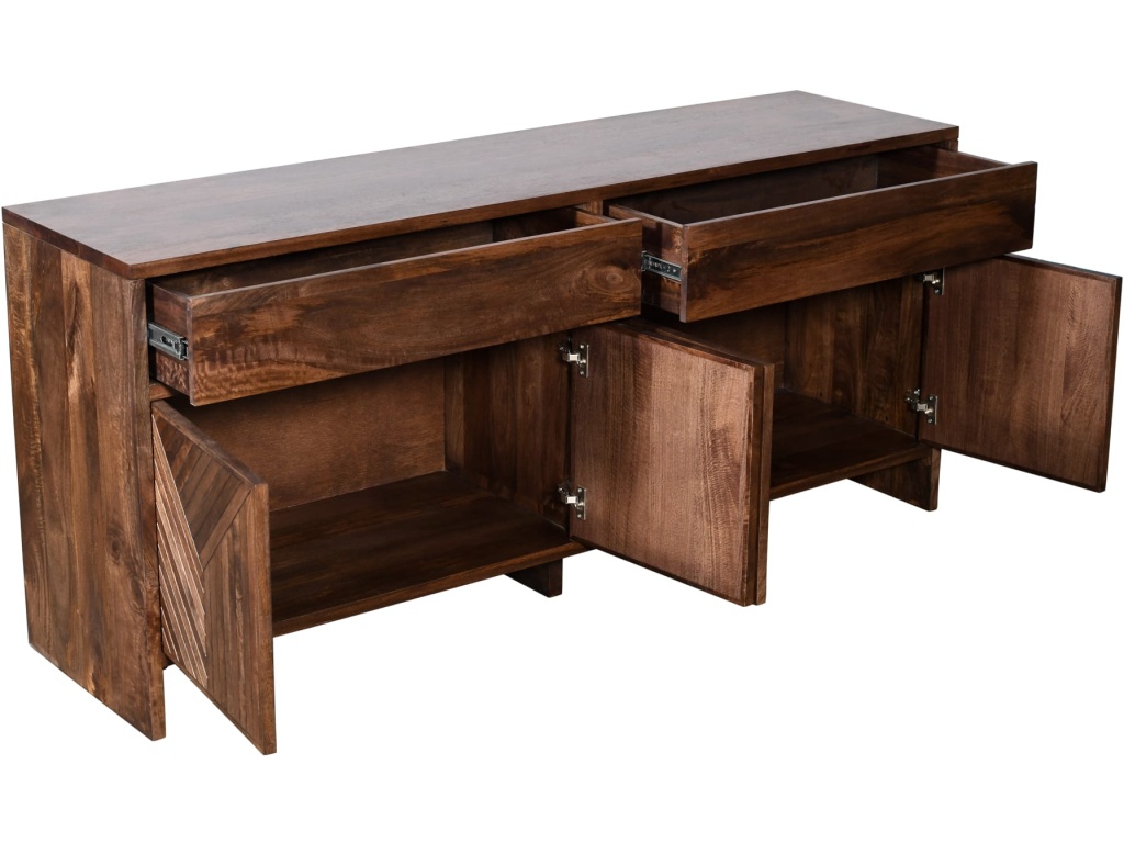 Fevano Four Door Two Drawer Solid Wood Sideboard in Smoked Brown - image 3