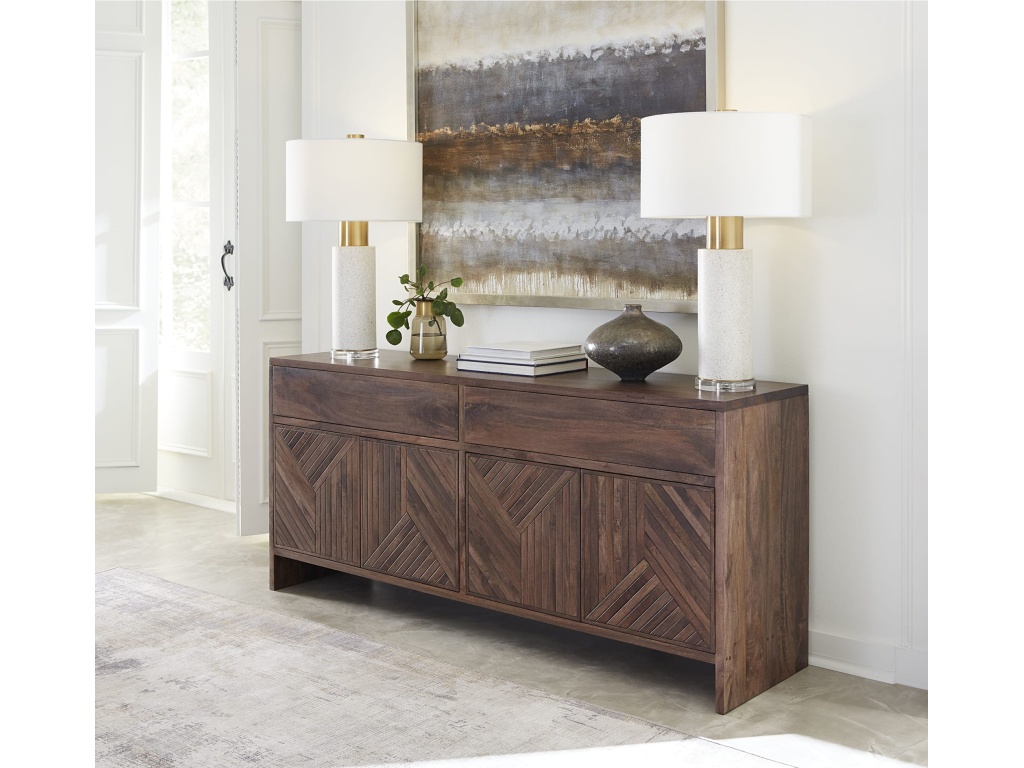 Fevano Four Door Two Drawer Solid Wood Sideboard in Smoked Brown - main image