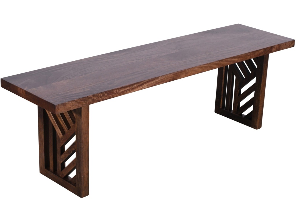 Fevano Solid Wood Dining Bench in Smoked Brown - image 2