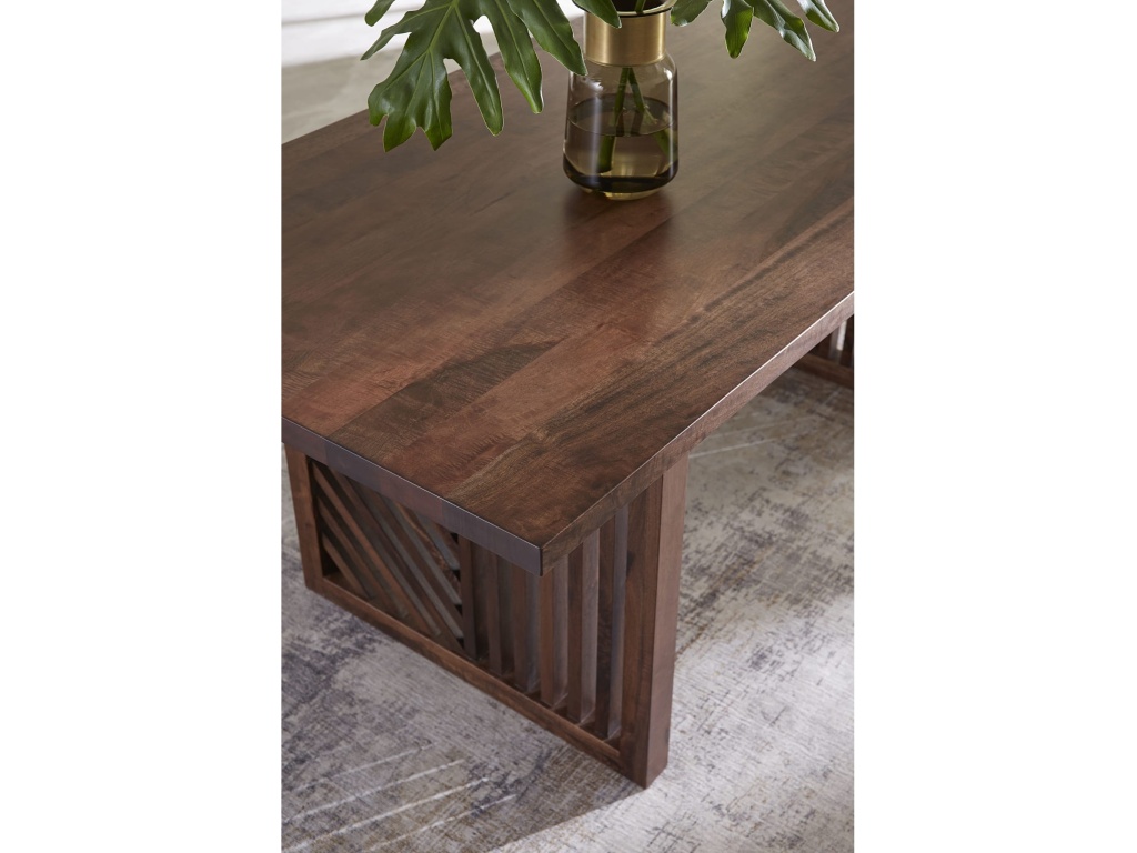 Fevano Solid Wood Rectangular Dining Table in Smoked Brown - image 1