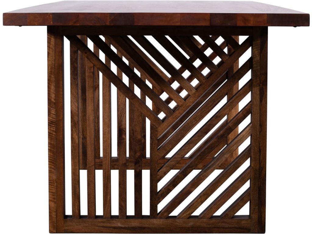 Fevano Solid Wood Rectangular Dining Table in Smoked Brown - image 3
