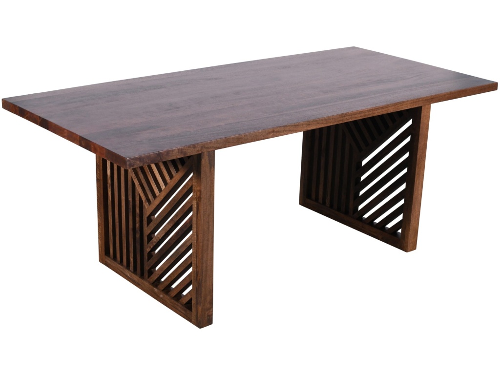 Fevano Solid Wood Rectangular Dining Table in Smoked Brown - image 4