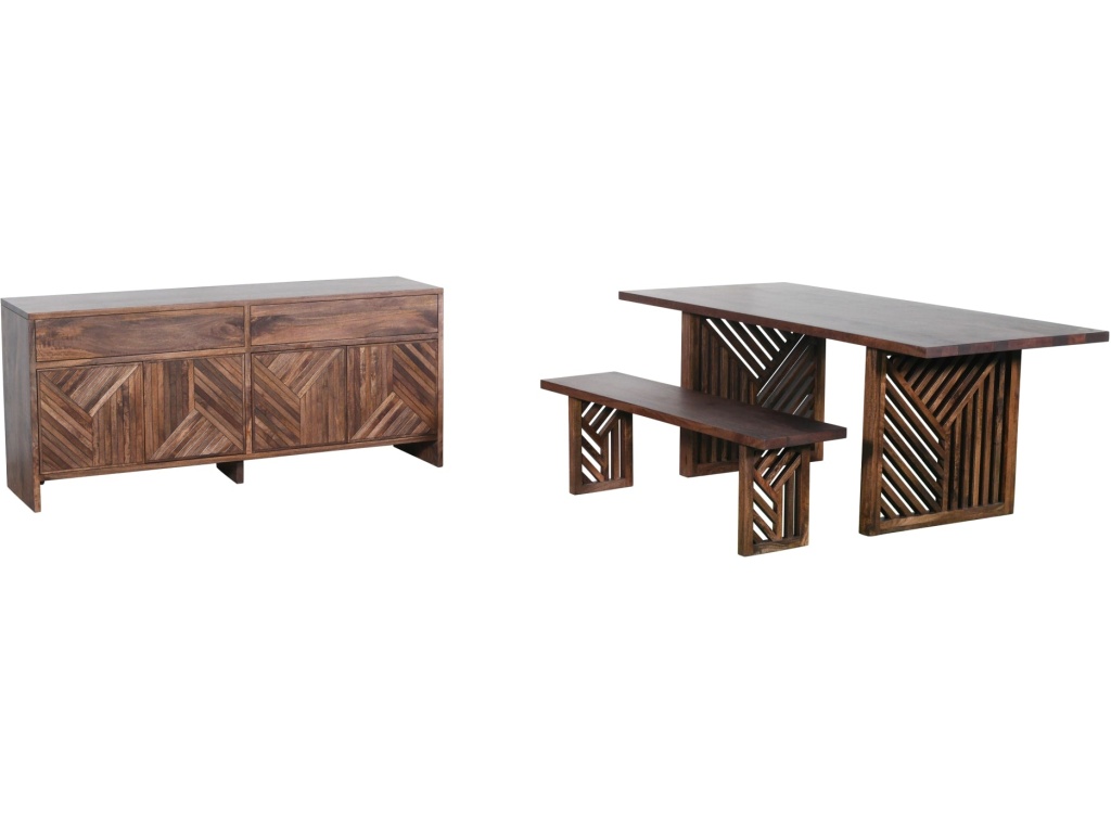 Fevano Solid Wood Rectangular Dining Table in Smoked Brown - image 5