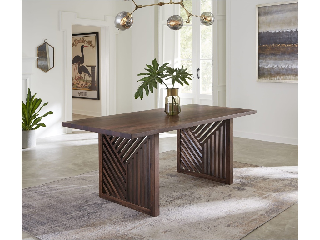 Fevano Solid Wood Rectangular Dining Table in Smoked Brown - main image