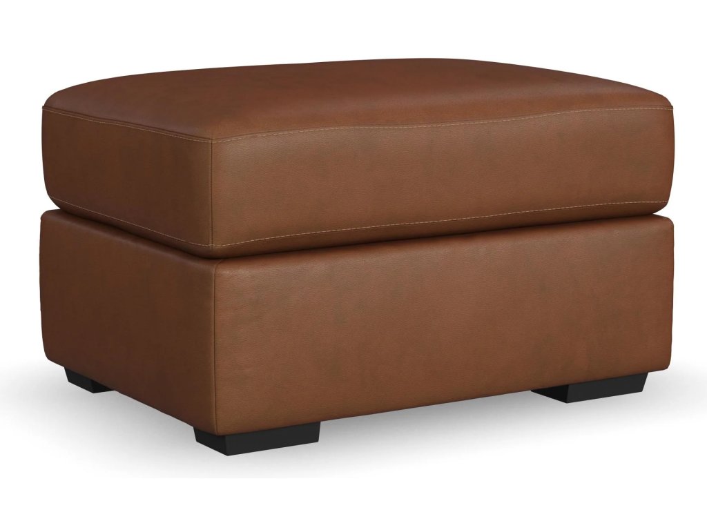 Henry Caramel Leather Ottoman - main image