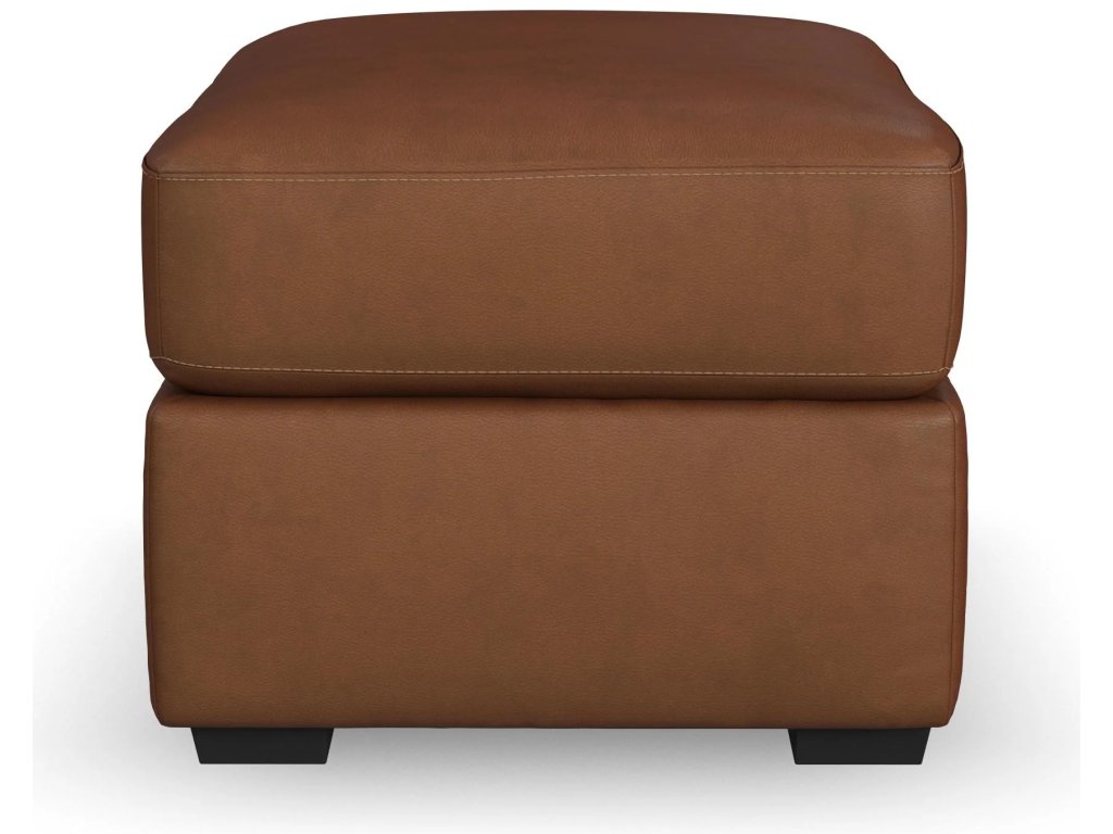 Henry Caramel Leather Ottoman - image 3
