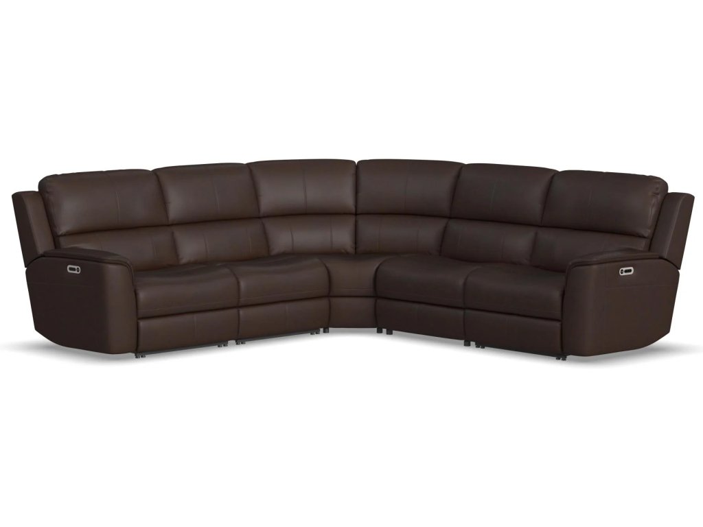 Henry Burnt Umber Leather Power Reclining Sectional with Power Headrest & Lumbar - main image