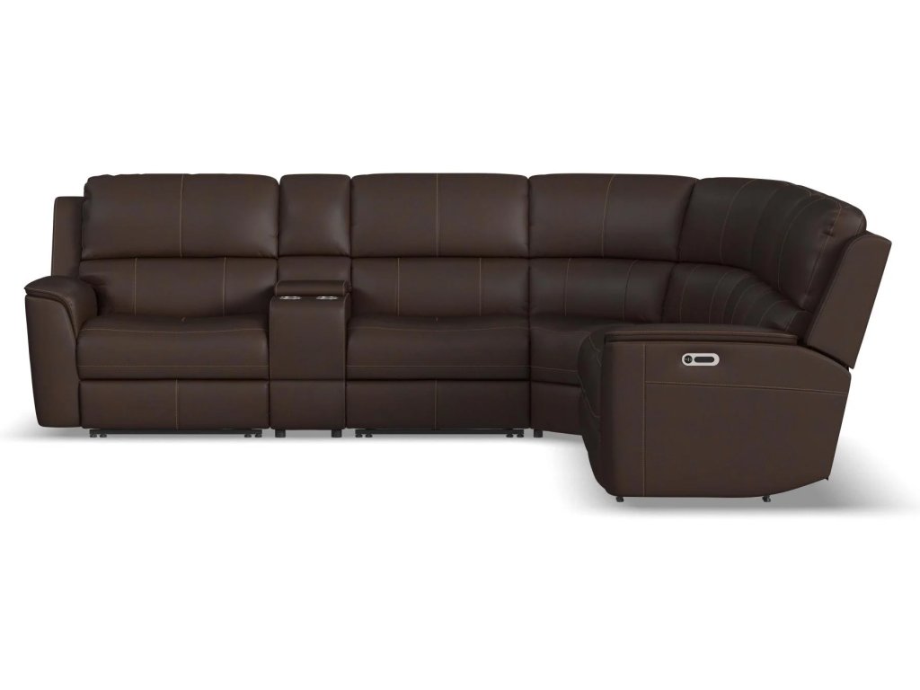 Henry Burnt Umber Leather Power Reclining Sectional with Power Headrest & Lumbar - image 9