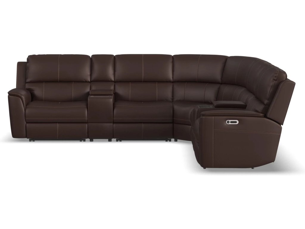 Henry Burnt Umber Leather Power Reclining Sectional with Power Headrest & Lumbar - image 10