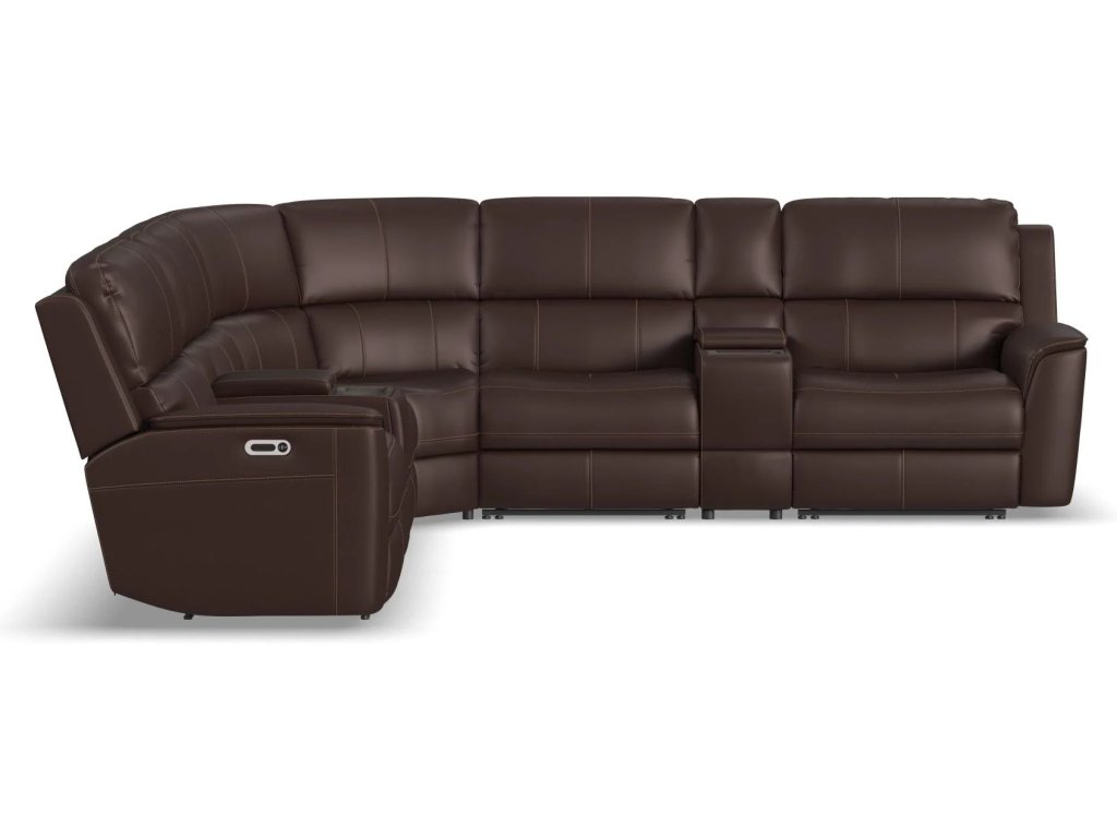 Henry Burnt Umber Leather Power Reclining Sectional with Power Headrest & Lumbar - image 11