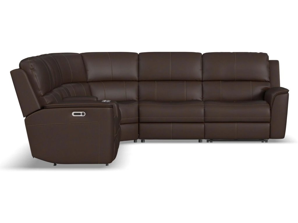 Henry Burnt Umber Leather Power Reclining Sectional with Power Headrest & Lumbar - image 12