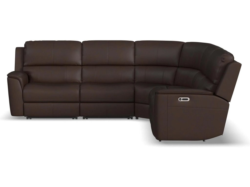 Henry Burnt Umber Leather Power Reclining Sectional with Power Headrest & Lumbar - image 2