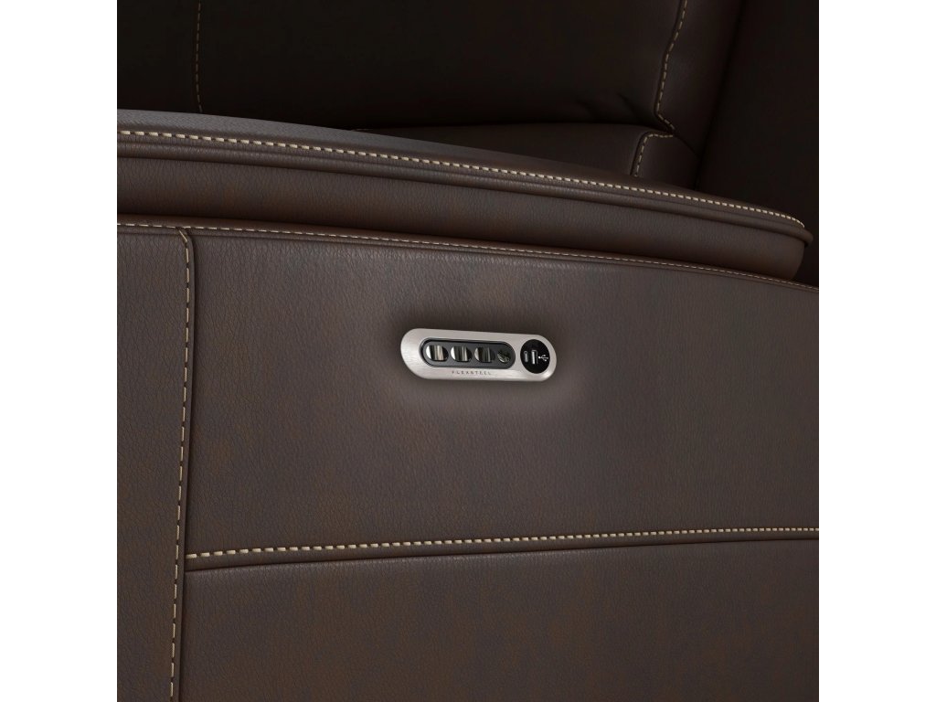 Henry Burnt Umber Leather Power Reclining Sectional with Power Headrest & Lumbar - image 4