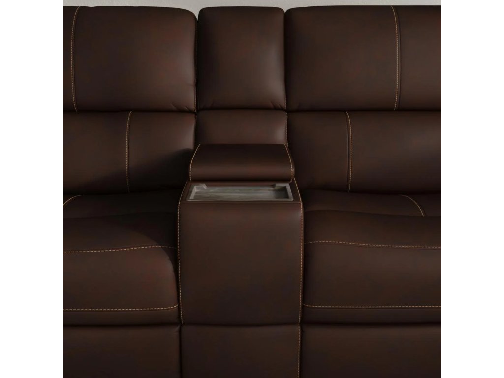 Henry Burnt Umber Leather Power Reclining Sectional with Power Headrest & Lumbar - image 5
