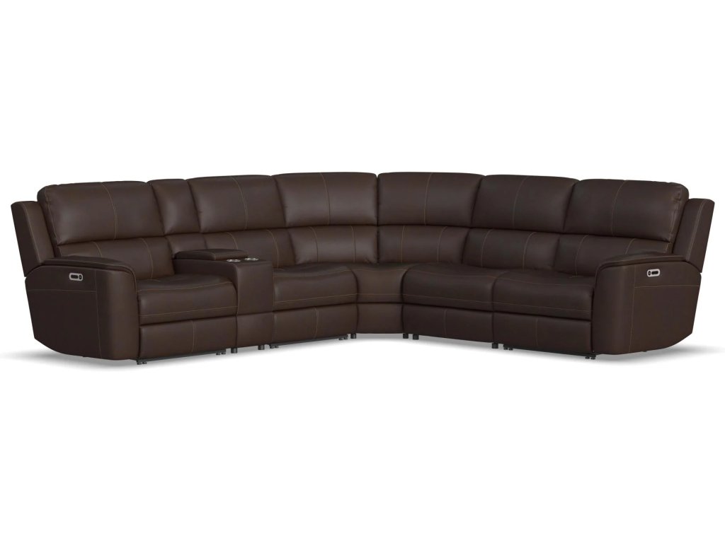 Henry Burnt Umber Leather Power Reclining Sectional with Power Headrest & Lumbar - image 8