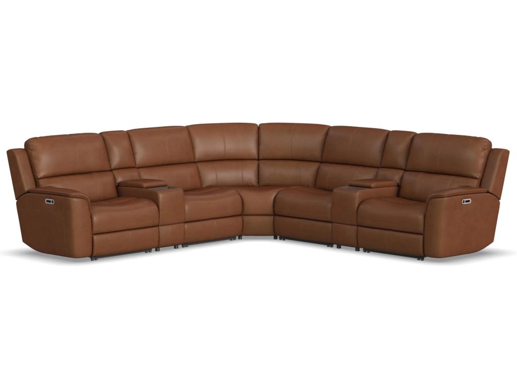 Henry Leather Power Reclining Sectional with Power Headrests & Lumbar - main image