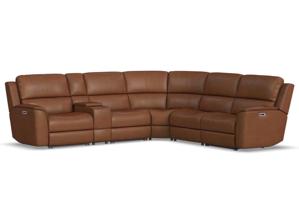 Henry Leather Power Reclining Sectional with Power Headrests & Lumbar - image 9