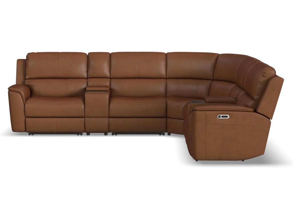 Henry Leather Power Reclining Sectional with Power Headrests & Lumbar - image 10