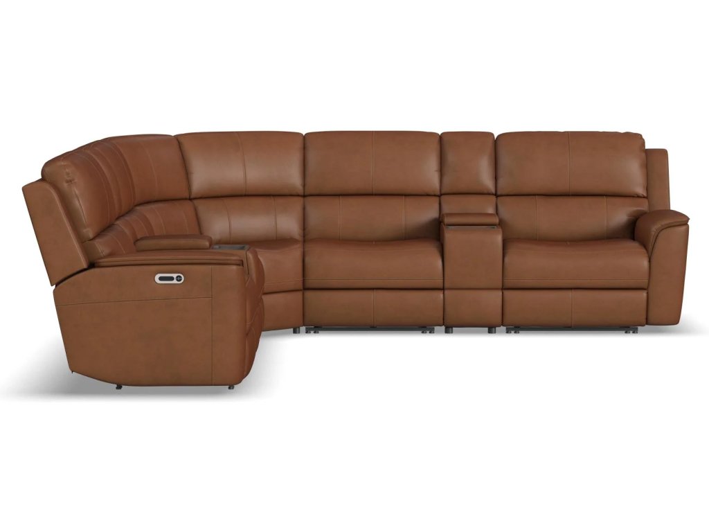 Henry Leather Power Reclining Sectional with Power Headrests & Lumbar - image 12