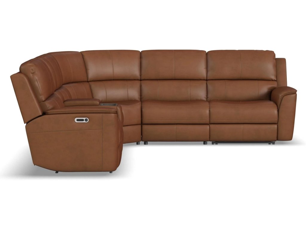 Henry Leather Power Reclining Sectional with Power Headrests & Lumbar - image 13