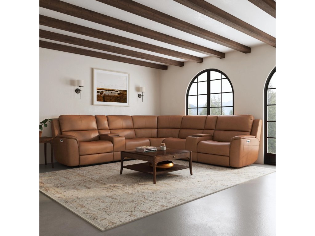 Henry Leather Power Reclining Sectional with Power Headrests & Lumbar - image 1