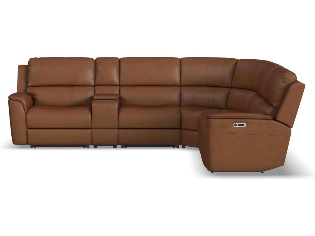 Henry Leather Power Reclining Sectional with Power Headrests & Lumbar - image 2