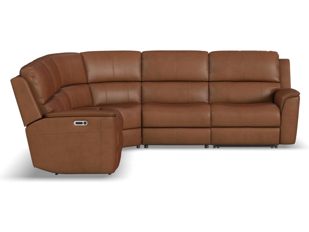 Henry Leather Power Reclining Sectional with Power Headrests & Lumbar - image 3