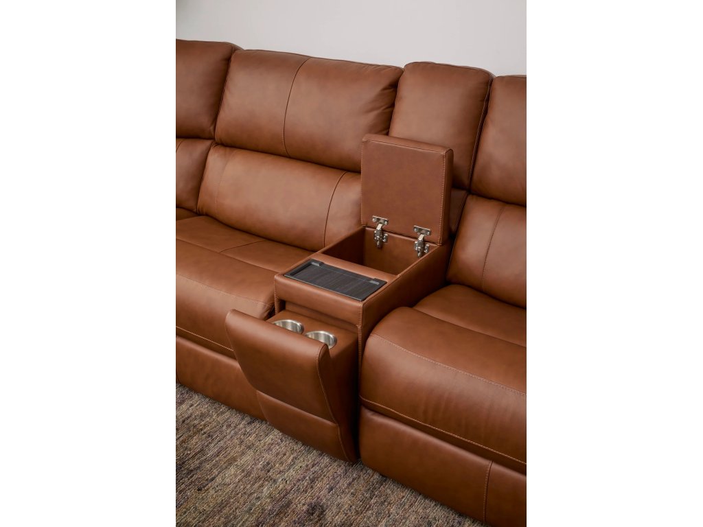 Henry Leather Power Reclining Sectional with Power Headrests & Lumbar - image 4
