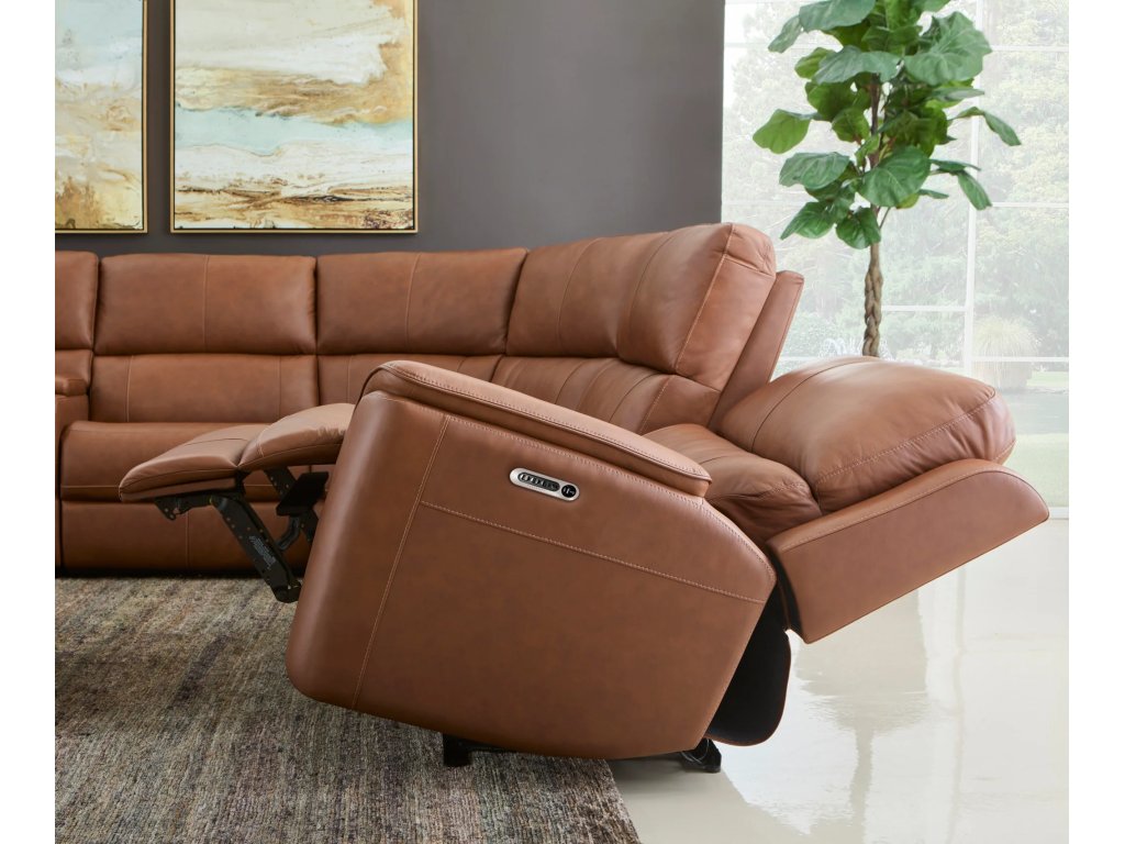 Henry Leather Power Reclining Sectional with Power Headrests & Lumbar - image 5
