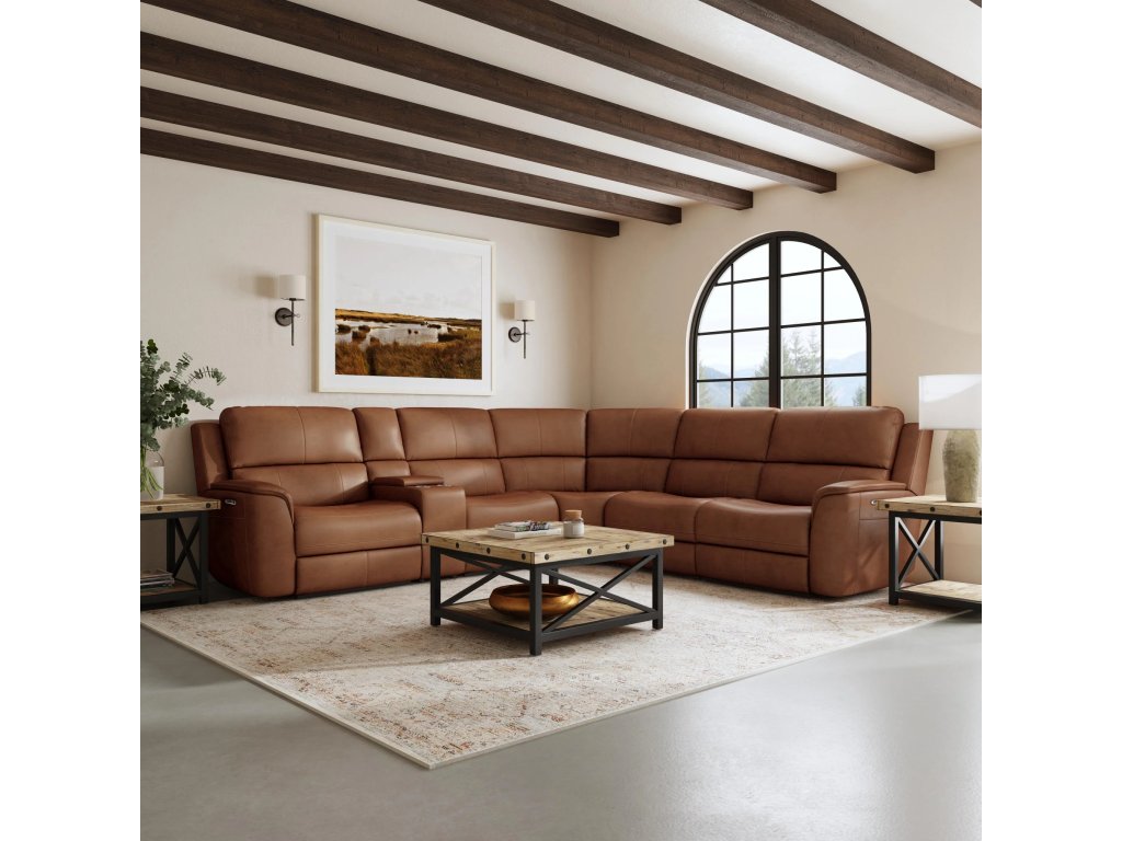 Henry Leather Power Reclining Sectional with Power Headrests & Lumbar - image 7