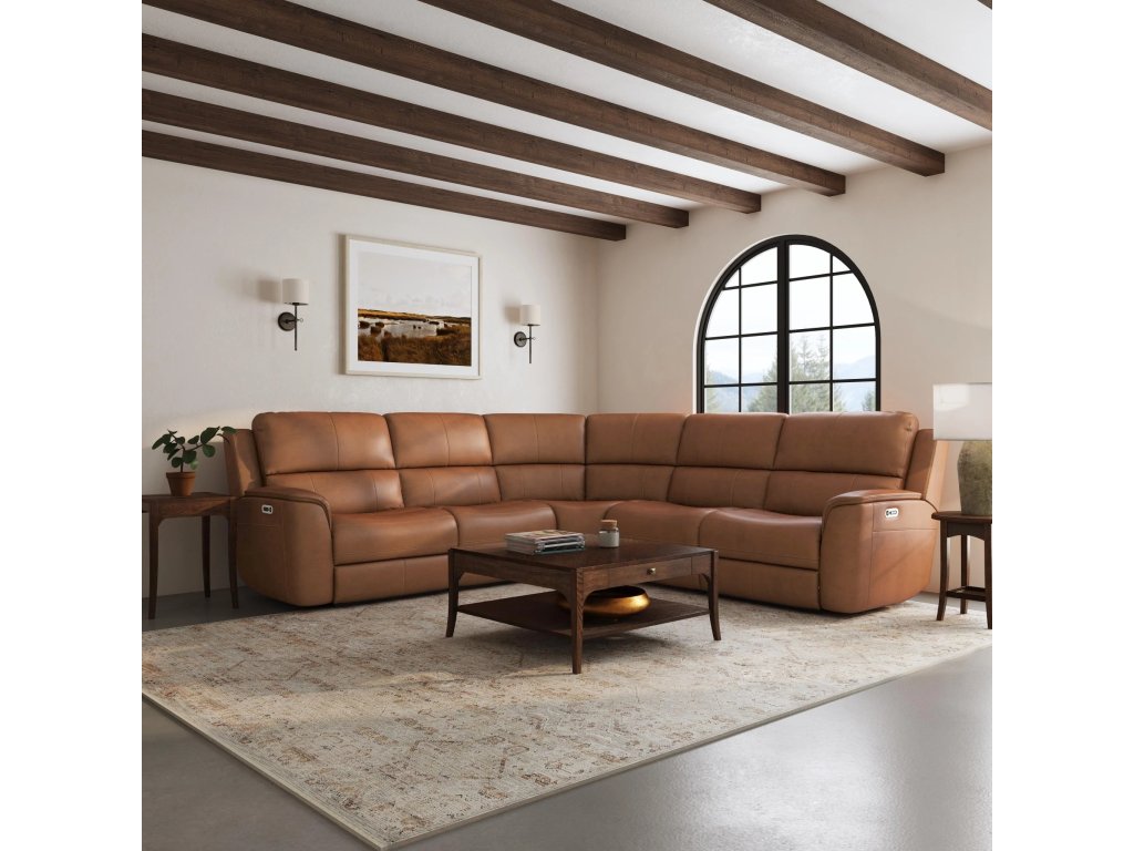 Henry Leather Power Reclining Sectional with Power Headrests & Lumbar - image 8