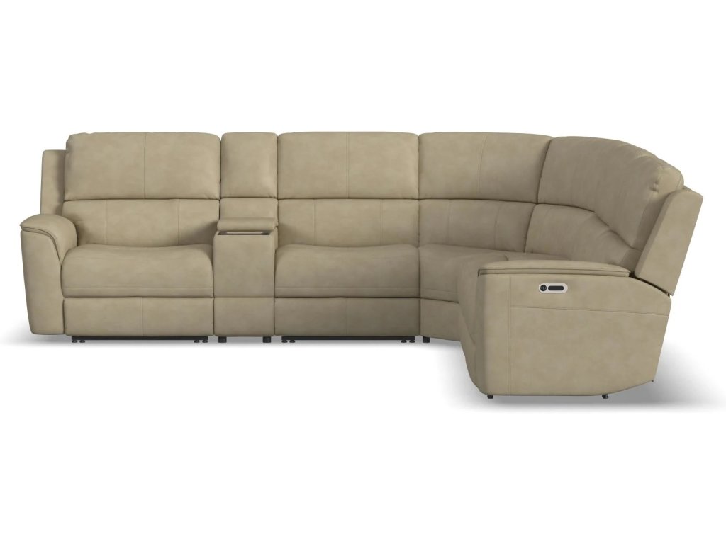 Henry Beige Leather Power Reclining Sectional with Power Headrest & Lumbar - image 9