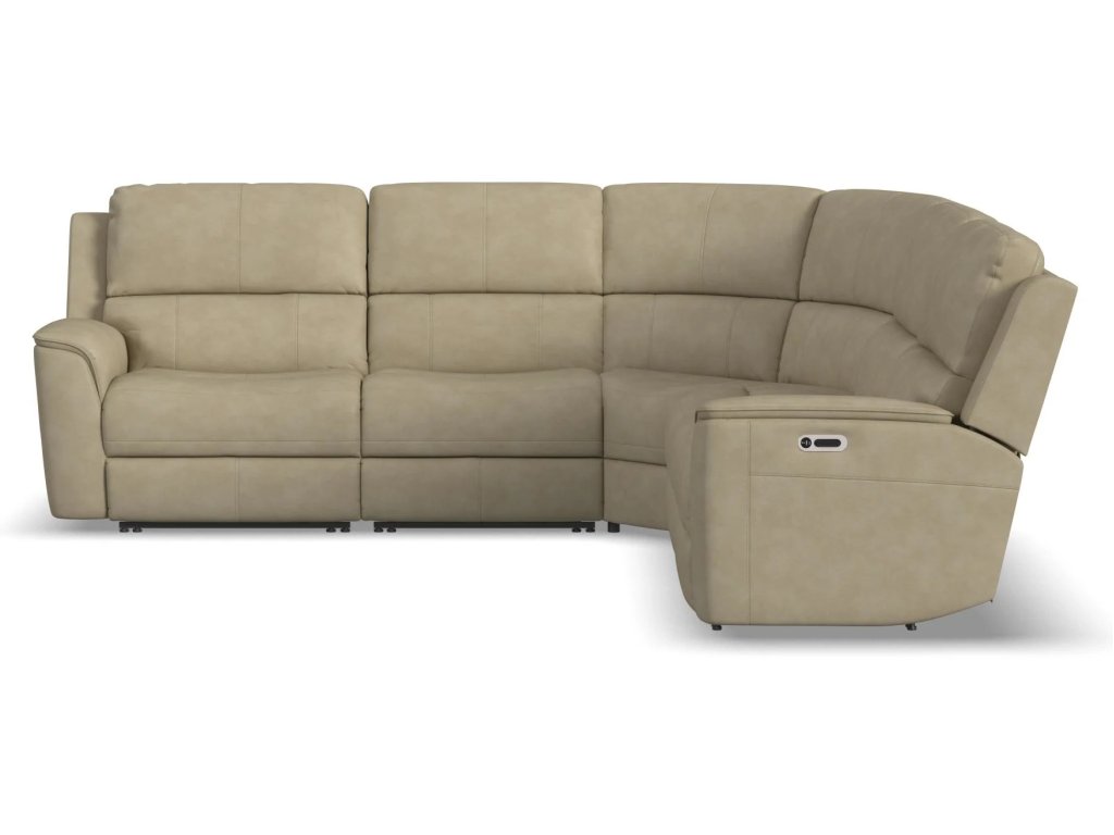 Henry Beige Leather Power Reclining Sectional with Power Headrest & Lumbar - image 10