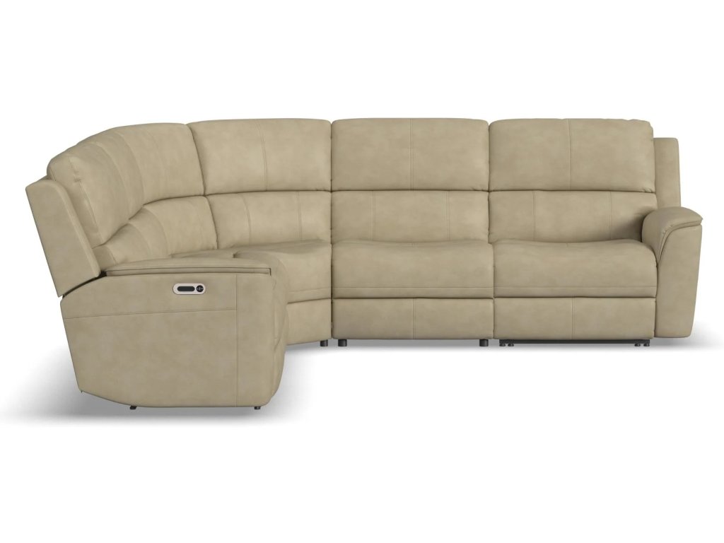 Henry Beige Leather Power Reclining Sectional with Power Headrest & Lumbar - image 11