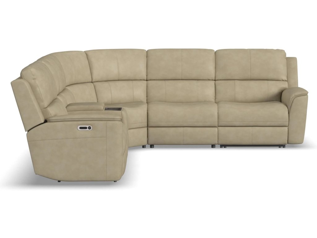 Henry Beige Leather Power Reclining Sectional with Power Headrest & Lumbar - image 12