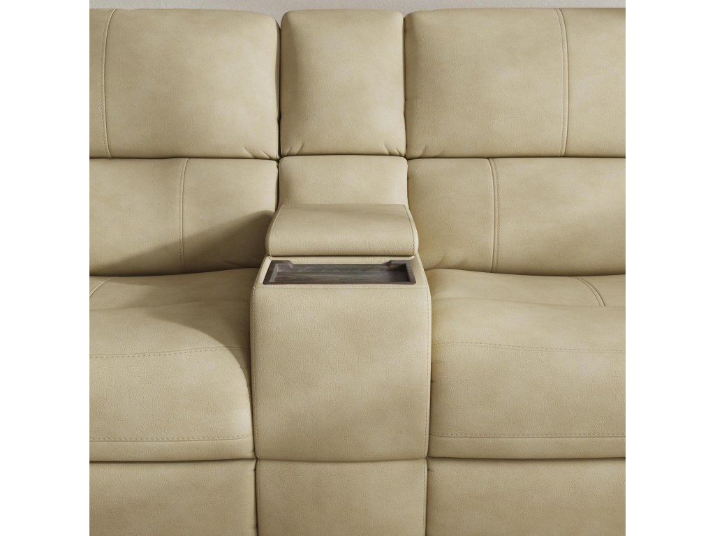 Henry Beige Leather Power Reclining Sectional with Power Headrest & Lumbar - image 4
