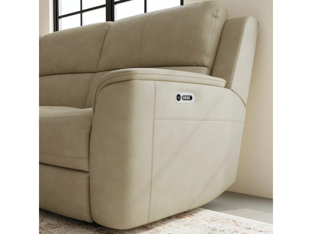 Henry Beige Leather Power Reclining Sectional with Power Headrest & Lumbar - image 5