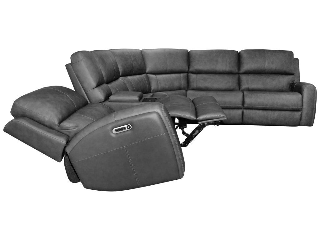 Linden Charcoal Leather Power Reclining Sectional with Power Headrest & Lumbar - image 8