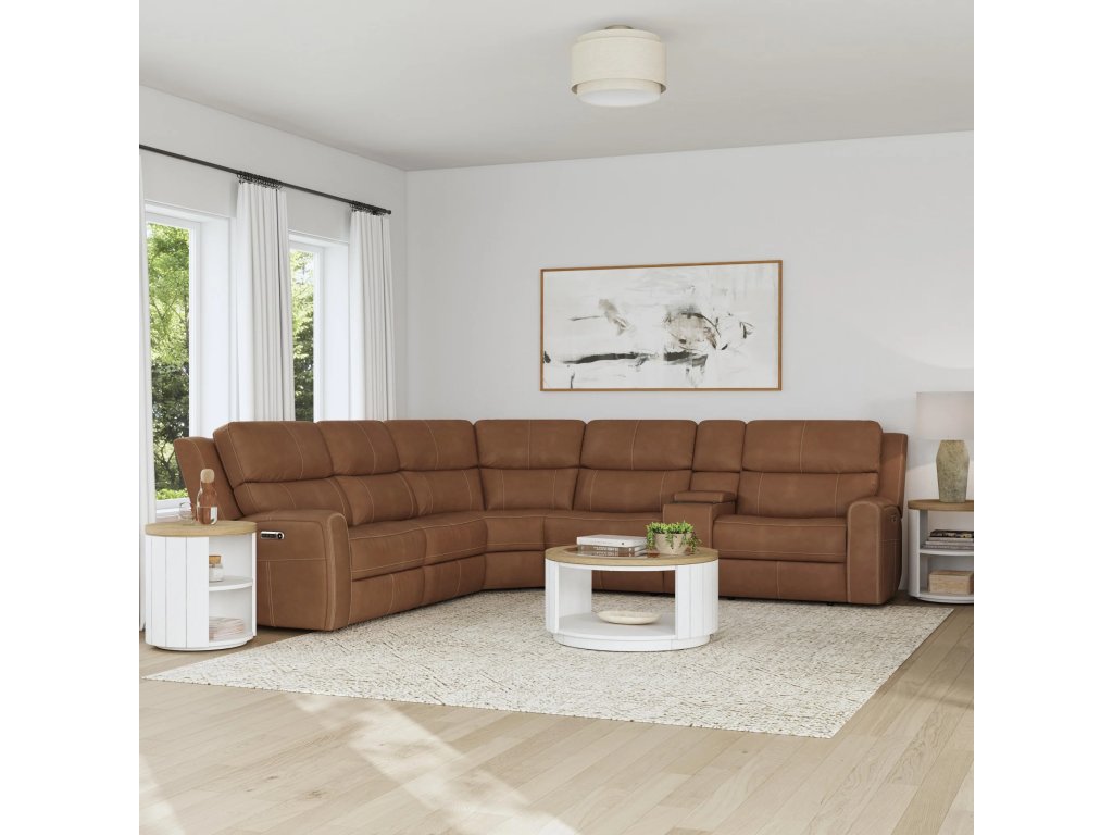 Linden Charcoal Leather Power Reclining Sectional with Power Headrests & Lumbar - image 1