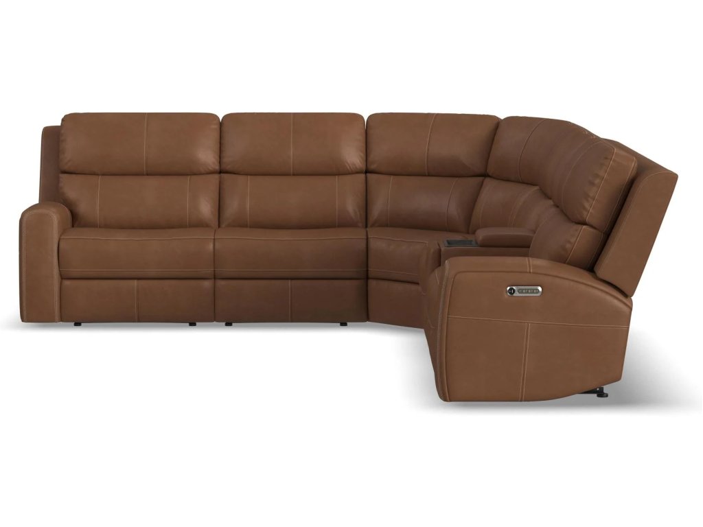 Linden Charcoal Leather Power Reclining Sectional with Power Headrests & Lumbar - image 2