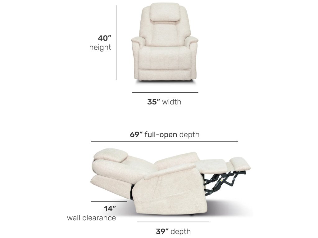Zecliner Model 3+ Petite Fabric Power Lift Recliner with Power Headrest, Lumbar, Heat & Massage - image 4