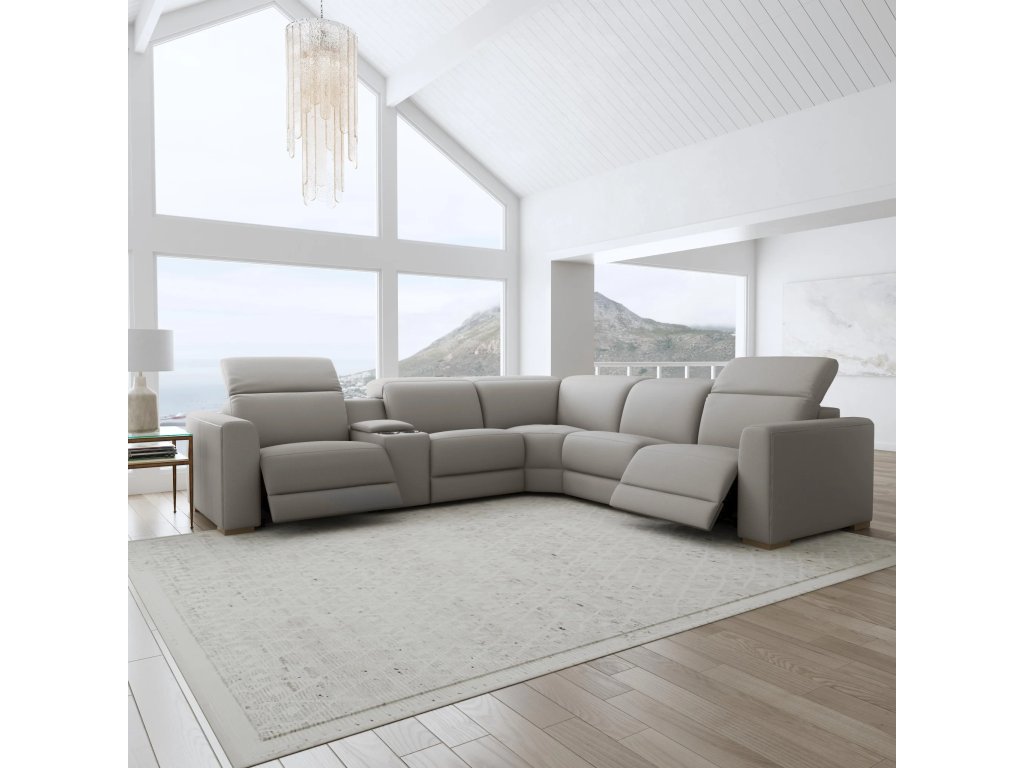 Aurora Ash Leather Power Reclining Sectional with Power Headrests - image 1