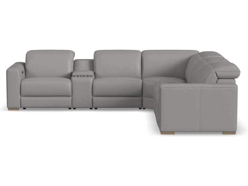 Aurora Ash Leather Power Reclining Sectional with Power Headrests - image 2