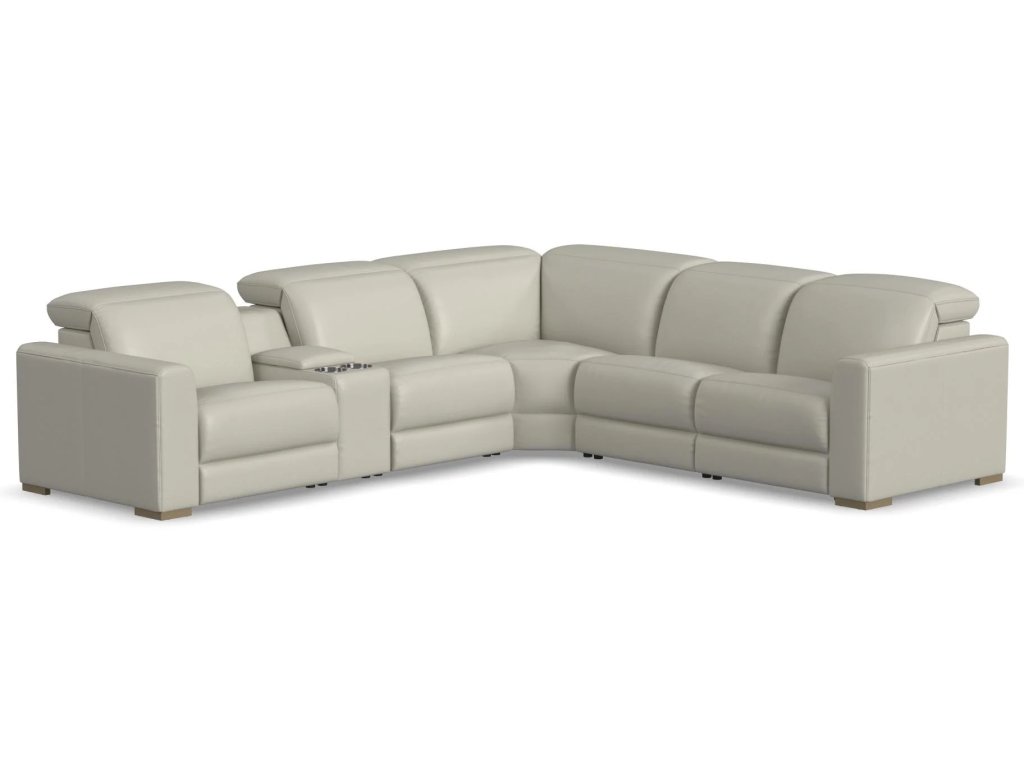 Aurora Coconut Milk Leather Power Reclining Sectional with Power Headrests - main image